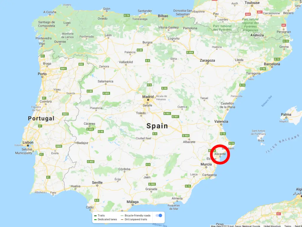 Où se trouve Alicante sur la carte de l'Espagne