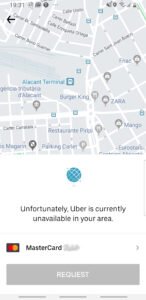 Uber ist in Alicante nicht verfügbar