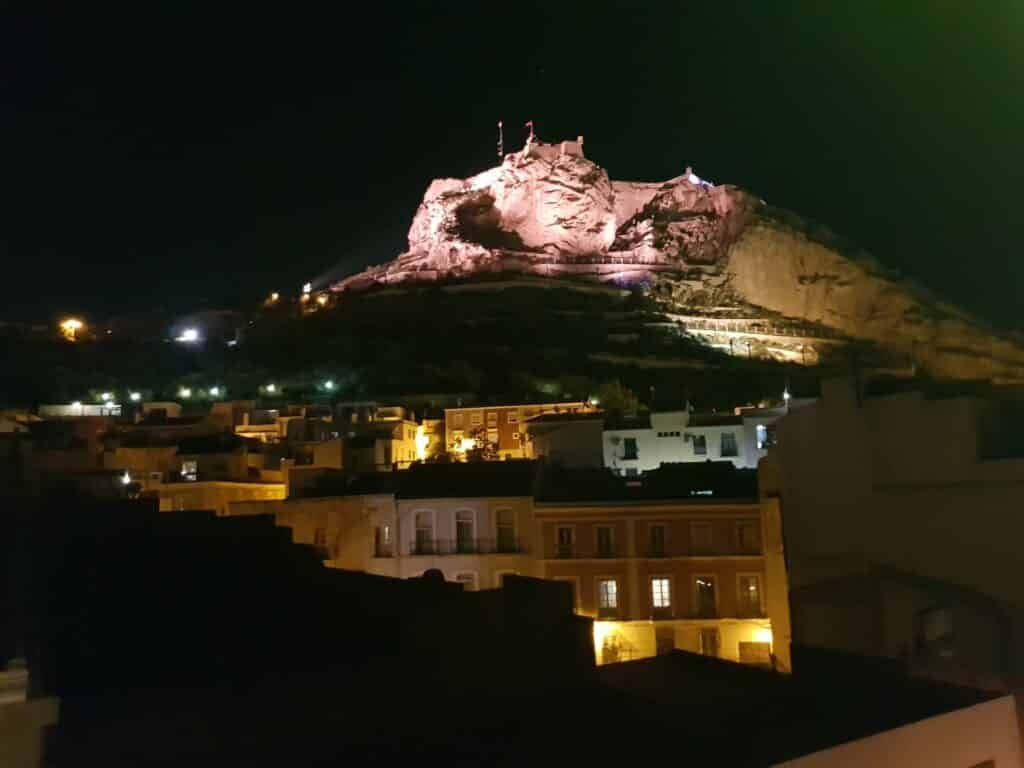 Iluminated Santa Barbara Castle At Night